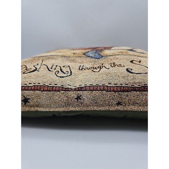 Vintage Snowman Christmas Pillow Dashing Through the Snow Pat Yuille Design 16” - Picture 4 of 6